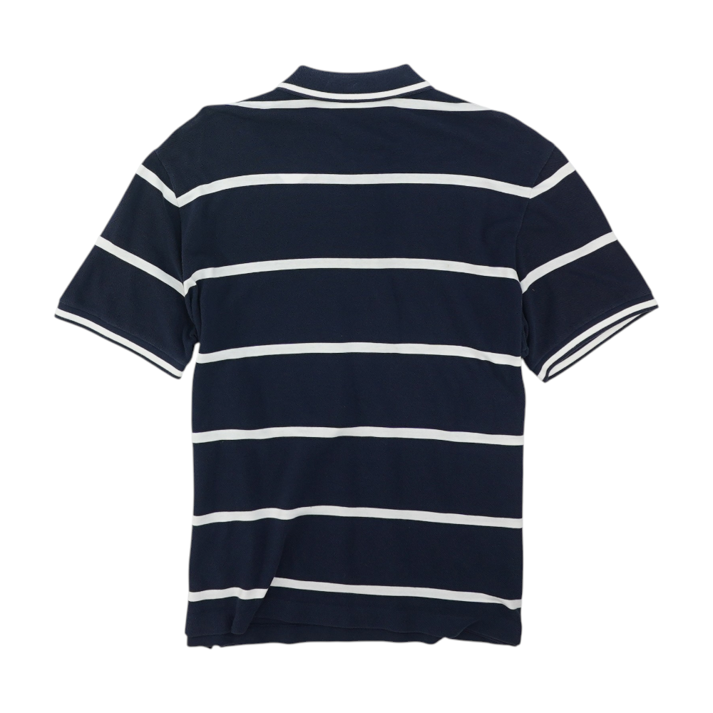 Navy Striped Short Sleeve Polo