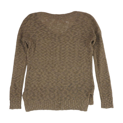 Brown Solid V-Neck Sweater