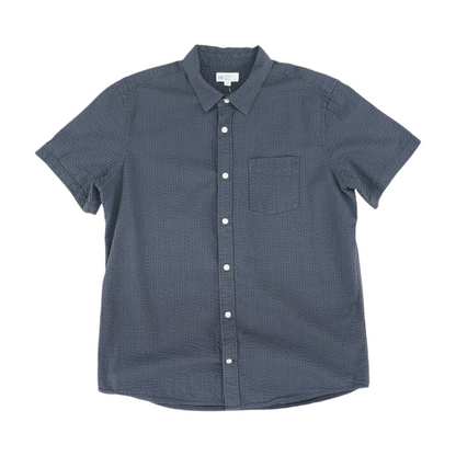 Gray Solid Short Sleeve Button Down