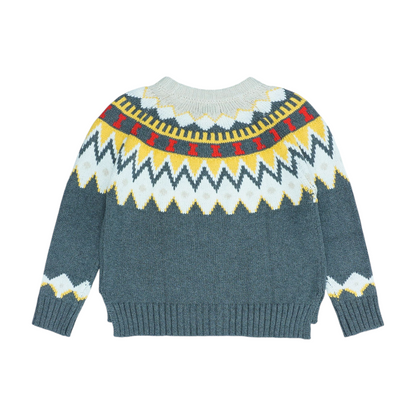 Gray Abstract Pullover Sweater