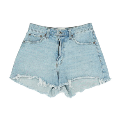 Blue Solid Denim Shorts