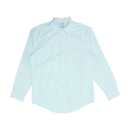 Blue Solid Long Sleeve Button Down