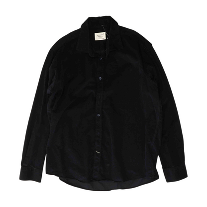 Navy Solid Flannel Button Down