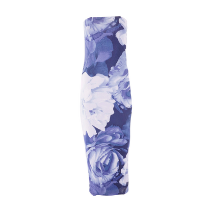 Blue Floral Midi Dress