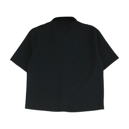 Black Solid Short Sleeve Button Down