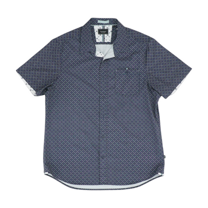 Navy Geometric Short Sleeve Button Down