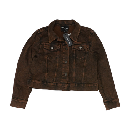 Brown Solid Denim Jacket