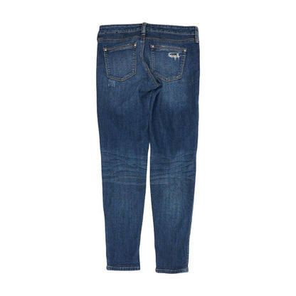 Blue Solid Skinny Leg Jeans