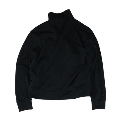 Black Logo-Appliquéd Studded Grosgrain-Trimmed Jersey Zip-Up Sweatshirt Jacket