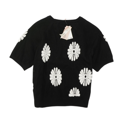 Black Floral Pullover Sweater