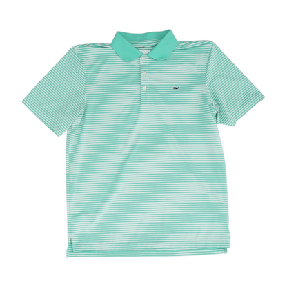 Green Striped Short Sleeve Polo