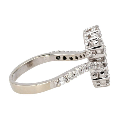 1/2 Ct 14K White Gold Round And Square Diamond Accent Bypass Band