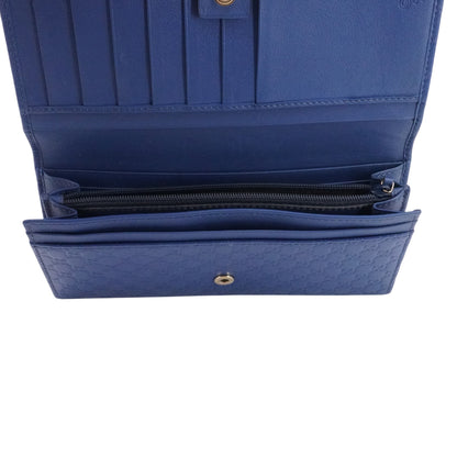 Blue Microguccissima Leather Continental Wallet