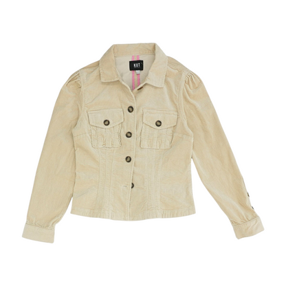 Beige Solid Denim Jacket