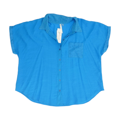 Blue Plus Size Button Down