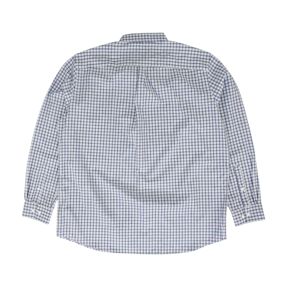 White Tall Check Long Sleeve Button Down