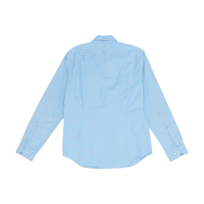 Blue Solid Long Sleeve Button Down