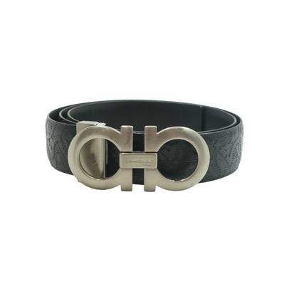 Black Reversible and Adjustable Gancini Belt