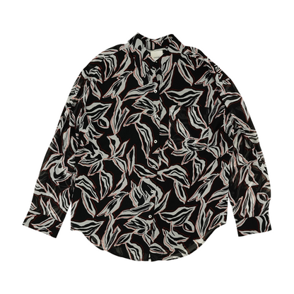 Black Print Button Down