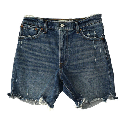 Blue Solid Denim Shorts