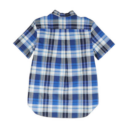 Blue Plaid Short Sleeve Button Down