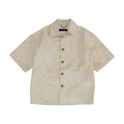 2024 Damier Short Sleeve Denim Button Down Shirt