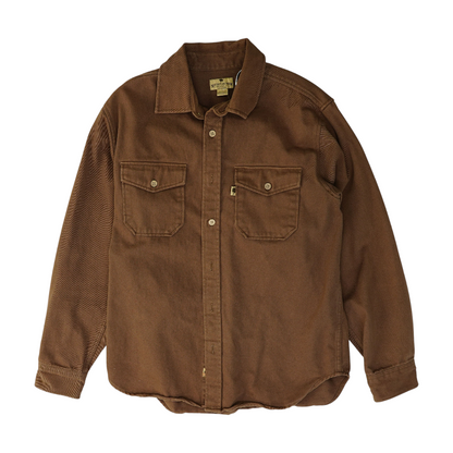 Brown Solid Flannel Button Down