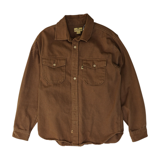 Brown Solid Flannel Button Down