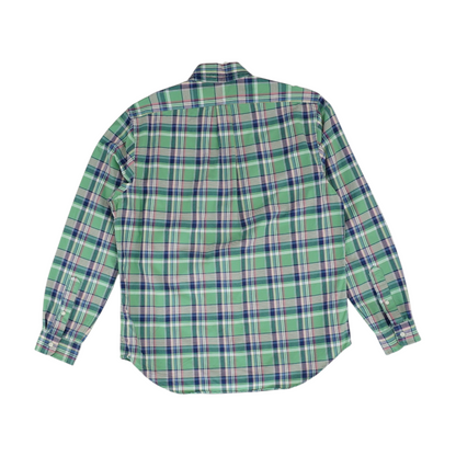 Green Plaid Long Sleeve Button Down