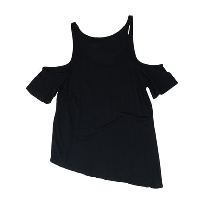 Black Solid Short Sleeve Blouse