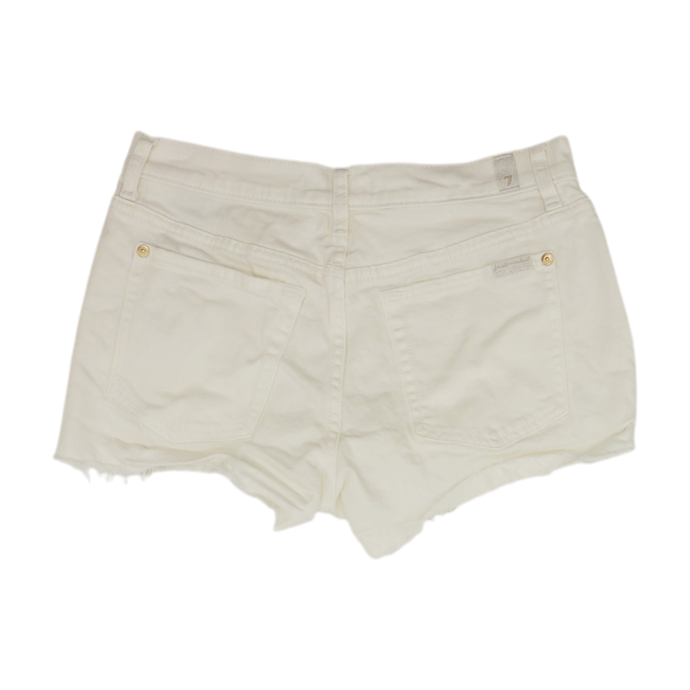 7 for All Mankind White Solid Denim Shorts – Image 2