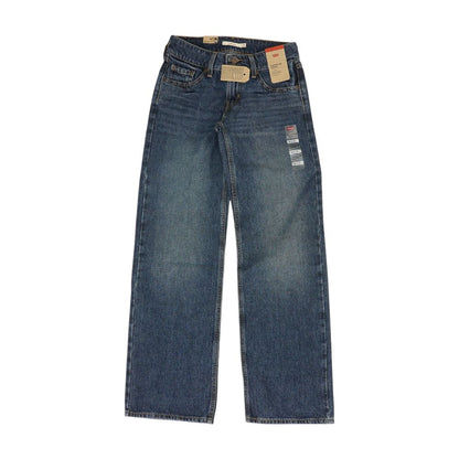 Blue Low Rise Straight Leg Jeans