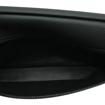 Black Grained Calfskin Leather Pouch