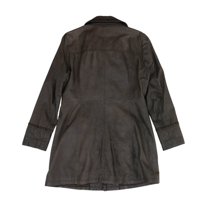 Brown Solid Leather Jacket