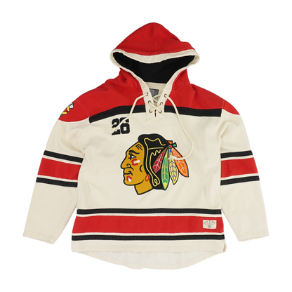 Beige Chicago Blackhawks Color Block Hoodie Pullover
