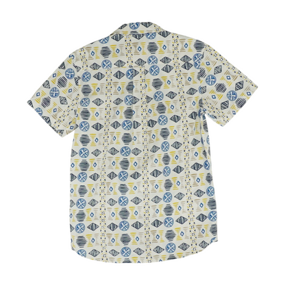 White Graphic Short Sleeve Button Down