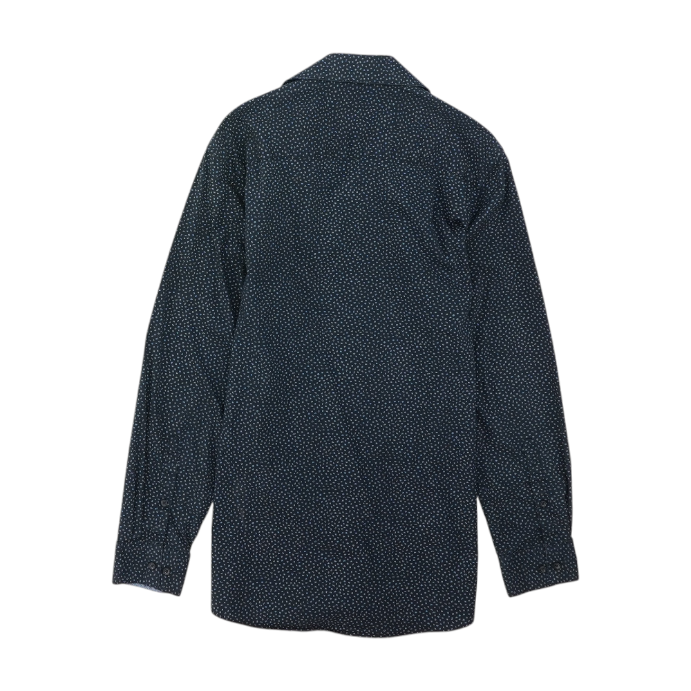 Navy Print Long Sleeve Button Down