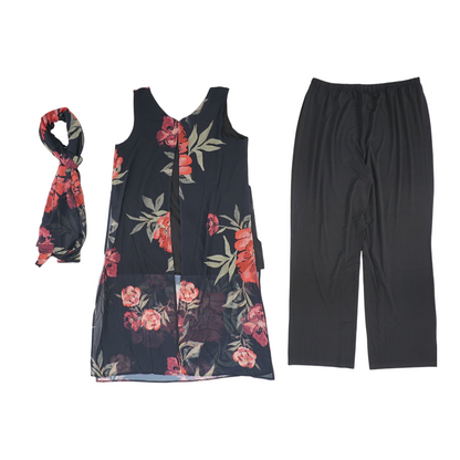 Black Floral Pant Set