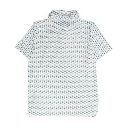 White Print Short Sleeve Polo