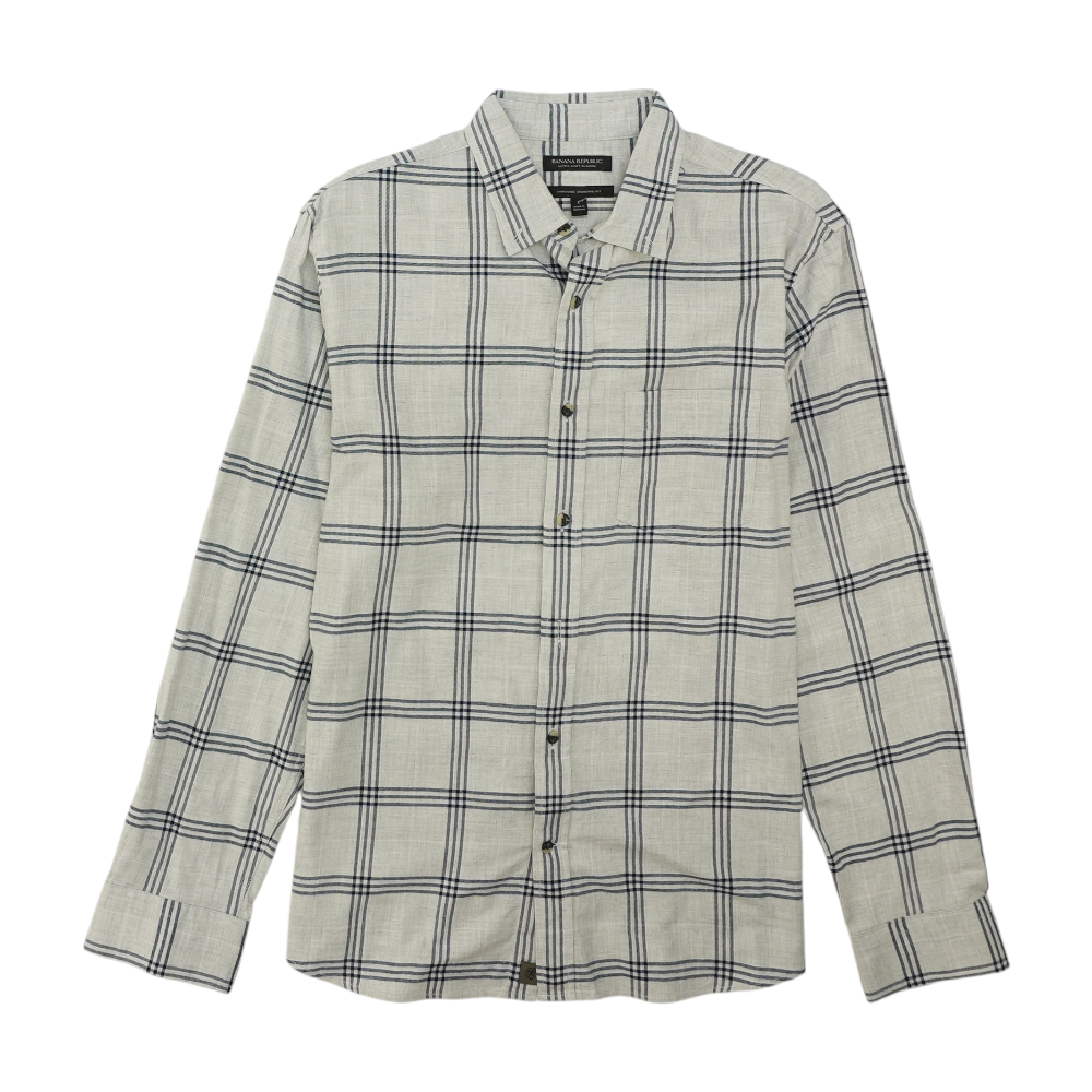 Gray Plaid Long Sleeve Button Down
