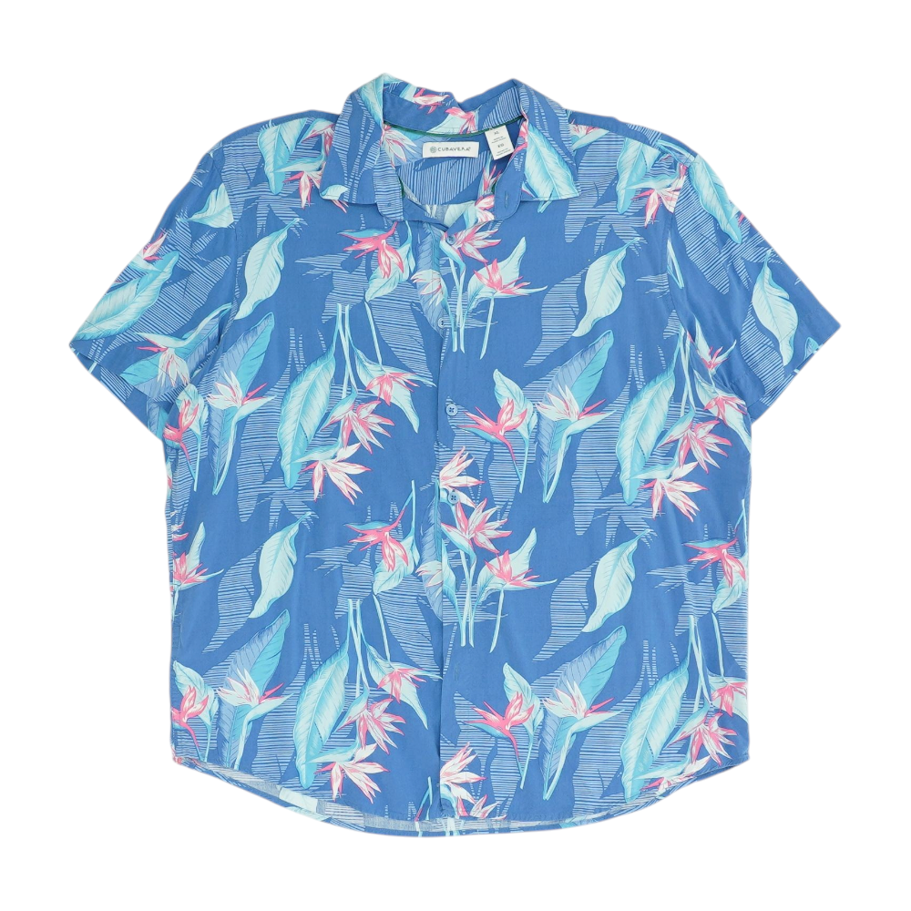 Blue Print Short Sleeve Button Down