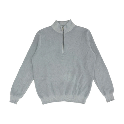 Gray Solid 1/4 Zip Sweater