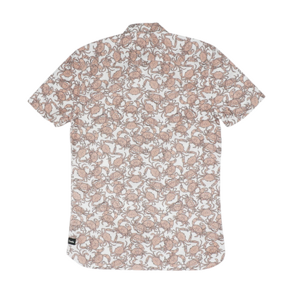 White Print Short Sleeve Button Down