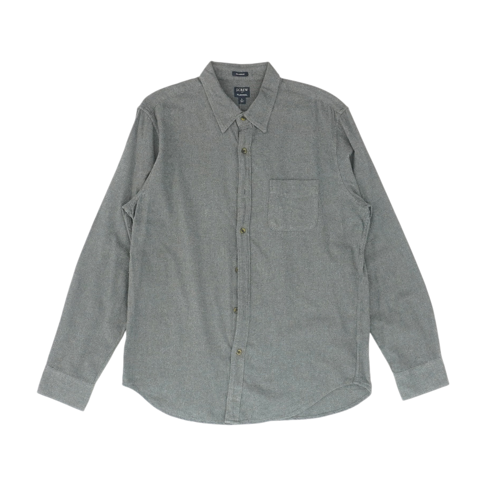 Gray Solid Flannel Button Down