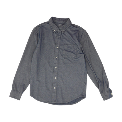 Blue Solid Long Sleeve Button Down