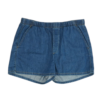 Blue Solid Denim Shorts