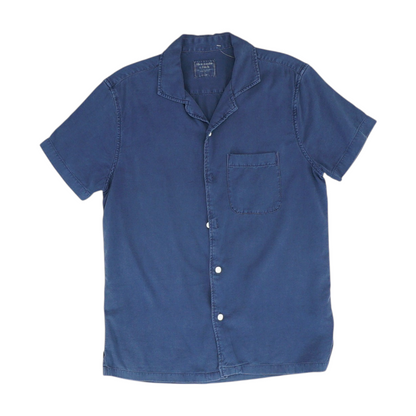 Navy Solid Short Sleeve Button Down