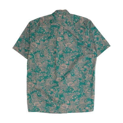 Teal Print Short Sleeve Button Down