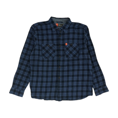 Navy Plaid Flannel Button Down