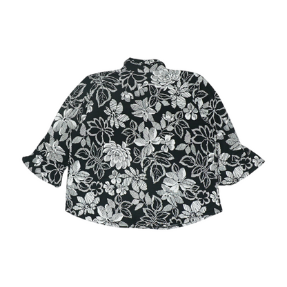 Black Petite Floral Button Down